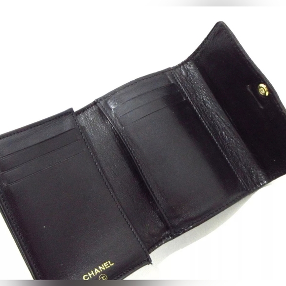 Auth CHANEL Caviar Skin Black Business Card Holder Gold hardware - Picture 4 of 9